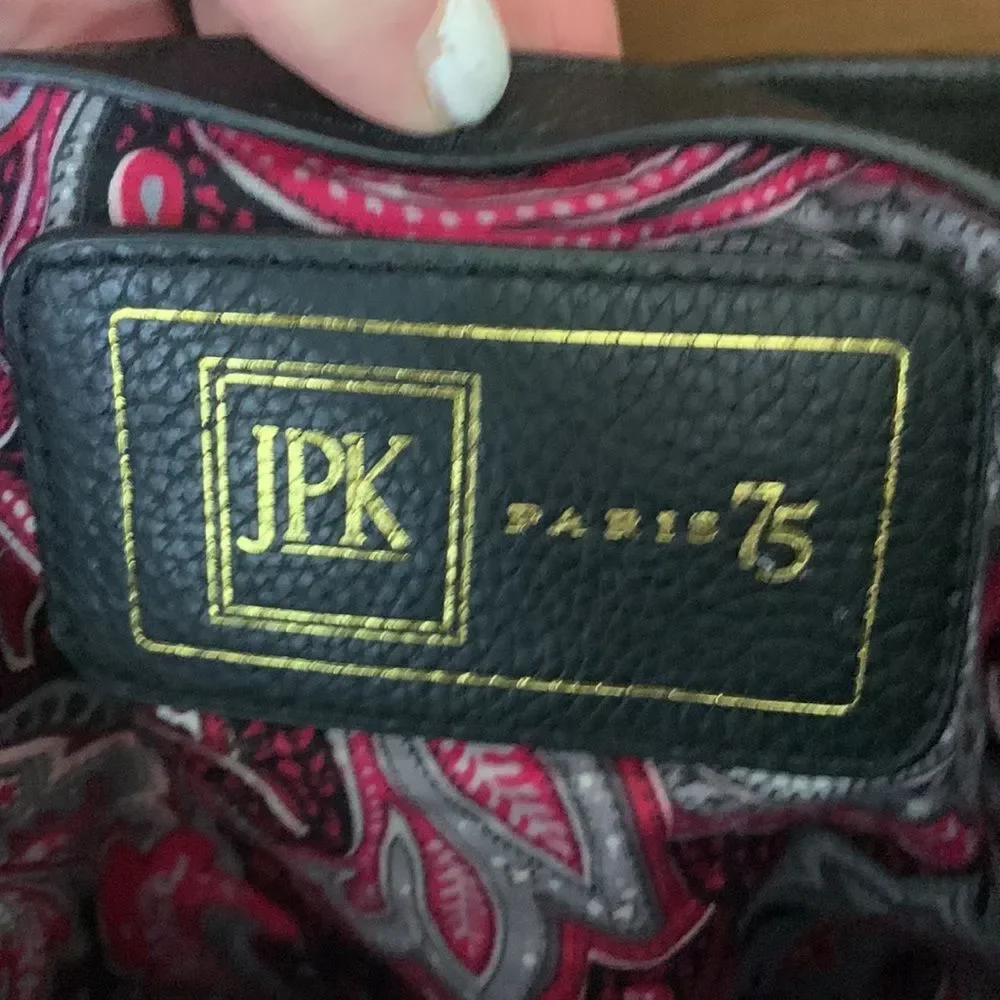 JPK Paris 75 black nylon leather trim hobo shoulder bag